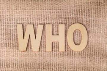 wooden who letters on burlap background